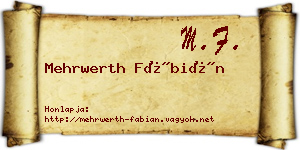 Mehrwerth Fábián névjegykártya